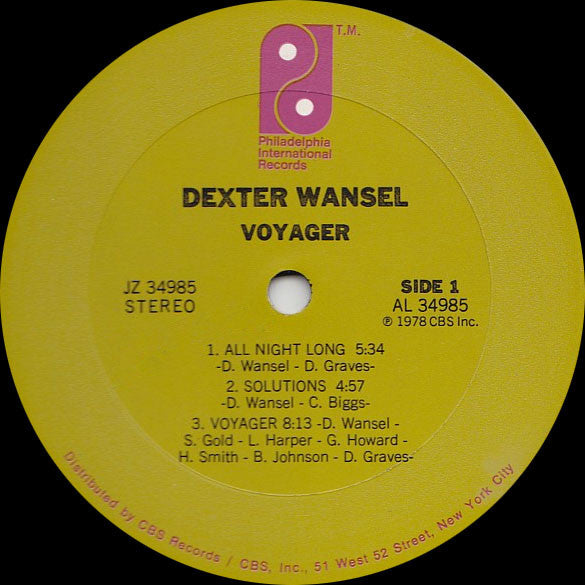 Image of Label Cover of LP - VG/VG - DEXTER WANSEL, Voyager (PIR; JZ 34985, US 1978, Inner, Pitman Pressing), Small surface tear to sleeve.,  - 3716074C