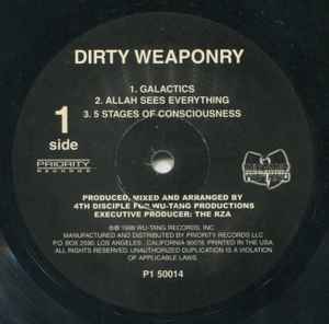 Image of Label Cover of 2xLP - VG/G+ - KILLARMY, Dirty Weaponry (Wu-Tang / Priority; P1-50014, US 1998), Lots of marks on disc but don't affect play. Sticker residue on labels. Light wear to edge of sleeve & ringwear.,  - 4126465E