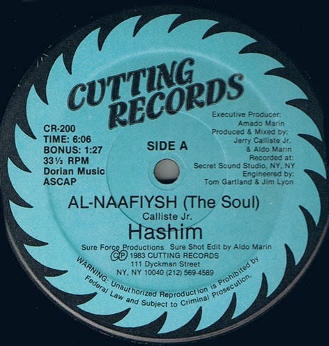 Image of Front Cover of 12" - /G+ - HASHIM, Al-Naafiysh (The Soul) (Cutting; CR-200, US 1983, Plain Sleeve), ,  - 2526320E