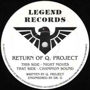 Image of Front Cover of 12" - /VG - Q. PROJECT, Return Of Q. Project (Legend; LEG 001, UK 1993), Light marks only,  - 3546239S