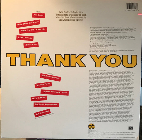 Image of Back Cover of LP - VG/VG - AUDIO TWO, What More Can I Say? (First Priority; 90907-1, US 1988, Picture Sleeve), ,  - 3126014E