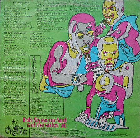Image of Back Cover of LP - VG/VG - FELA KUTI AND THE AFRICA 70, Shakara (Creole; CRLP 501, UK 1975 Reissue), ,  - 3626463E