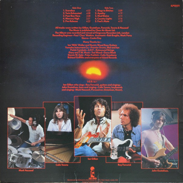 Image of Back Cover of 3714334C: LP - IAN GILLAN BAND, Scarabus (Island; ILPS9511, UK 1977) Very light marks, Close to VG+, Corner crease  VG/VG