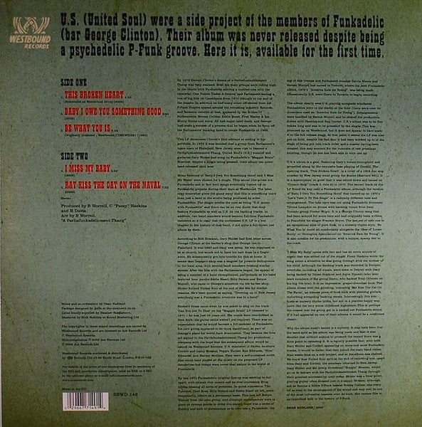 Image of Back Cover of 2534033E: LP - FUNKADELIC, US Music with Funkadelic (Westbound; SEW149, UK 2000s Reissue)   NEW/NEW