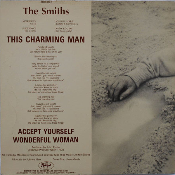 Image of Back Cover of 12" - EX/EX - THE SMITHS, This Charming Man (Rough Trade; RTD010T, Germany 1983, Picture Sleeve, Tracklisting on sleeve only mentions This Charming Man once without specifying which version.), ,  - 3446323S