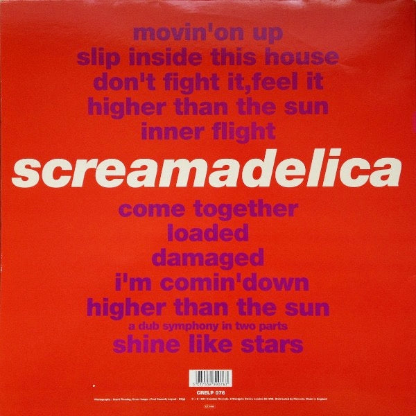 Image of Back Cover of 2xLP - VG/G+ - PRIMAL SCREAM, Screamadelica (Creation; CRELP 076, UK 1991, Gatefold, "Max" Runout.), Edge Wear, Stickered Sleeve,  - 4046191S
