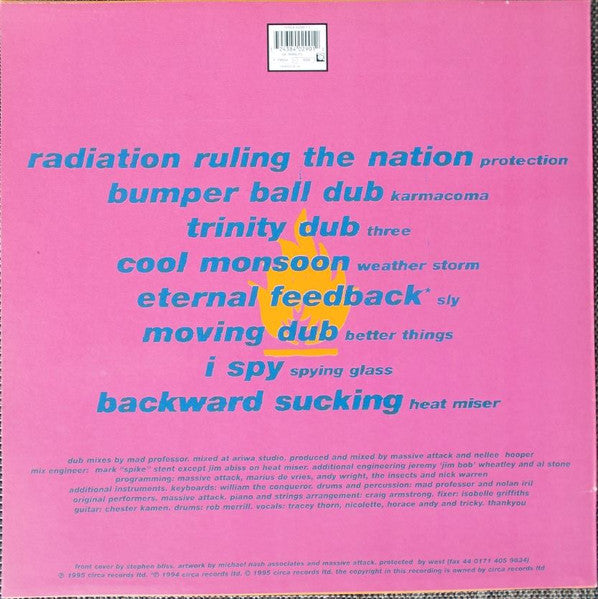 Image of Back Cover of LP - G/G+ - MASSIVE ATTACK VS. MAD PROFESSOR, No Protection (Wild Bunch Records; WBRLP 3, UK 1995), Strong G+, light marks only. Sleeve intact but has creasing & edgewear.,  - 3626007E