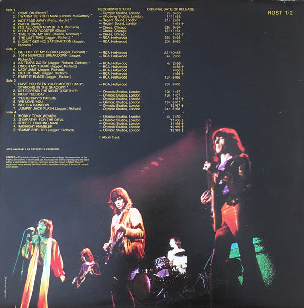 Image of Back Cover of 3044079S: 2xLP - THE ROLLING STONES, Rolled Gold (Decca Small Blue Boxed; ROST1/2, UK 1975, Gatefold) Strong VG  VG/VG