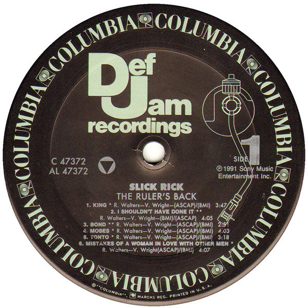 Image of Label Cover of LP - VG/VG - SLICK RICK, The Ruler's Back (Def Jam; C 47372, US 1991, Picture Sleeve), Strong VG all round. Sleeve has only minor wear, disc has only minor hairlines.,  - 3526121E