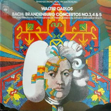 Image of Front Cover of 1424084E: LP - WALTER CARLOS, Bach: Brandenburg Concertos No. 3, 4 & 5 (CBS; 73395, UK 1975)   VG+/VG+