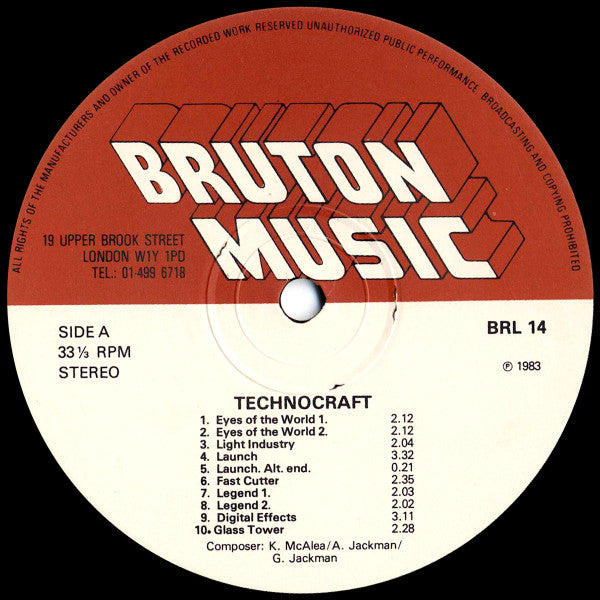 Image of Label Cover of LP - VG/VG+ - MCALEA, JACKMAN & JACKMAN, Technocraft (Bruton Music; BRL 14, UK 1983), ,  - 3846276S