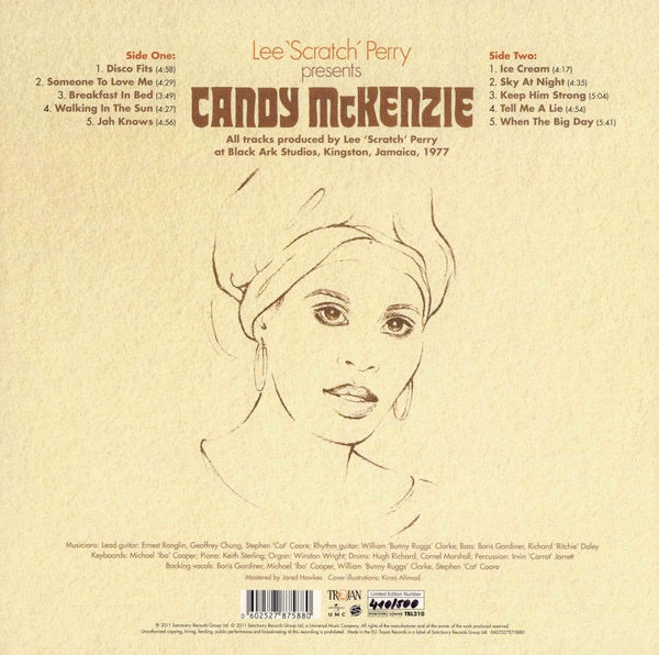 Image of Back Cover of LP - EX/VG+ - CANDY MCKENZIE, Lee 'Scratch' Perry presents Candy McKenzie (Trojan Records; TBL210, UK 2011, Insert, Limited Numbered Edition), Shiny EX copy, with insert. 297/500,  - 3616350C
