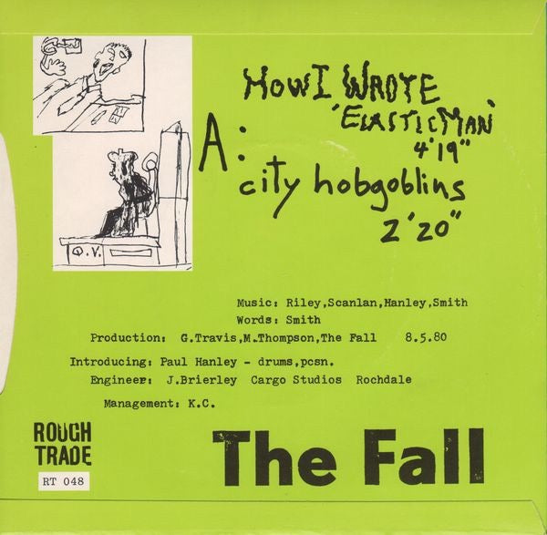 Image of Back Cover of 7" - G+/G+ - THE FALL, How I Wrote Elastic Man / City Hobgoblins (Rough Trade; RT 048, UK 1980, Picture Sleeve, No "DAMONT" In Runouts), Edge and ring wear. Hairines on disc.,  - 3256087S