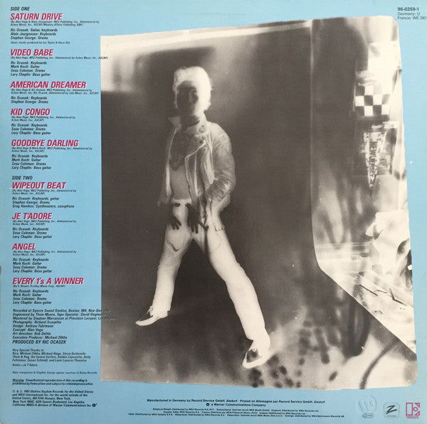 Image of Back Cover of LP - VG/VG - ALAN VEGA, Saturn Strip (Elektra; 96-0259-1, Germany 1983, Suicide), Edge Wear,   - 3546174S