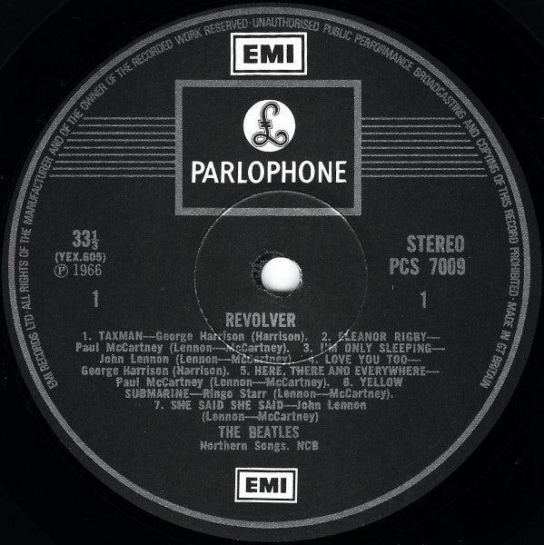 Image of Label Cover of LP - VG/G - THE BEATLES, Revolver (Parlophone Silver/Black, 2 Boxed EMI Logos; PCS7009, UK 1973 Reissue, Laminated Front Sleeve), ,  - 2726309E