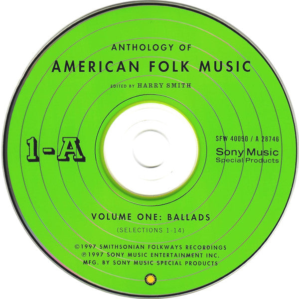 Image of Label Cover of 6xCD - VG/VG+ - VARIOUS, Harry Smith's Anthology of American Folk Music (Smithsonian Folkways ; SWCD40090, US 1997, Box Set, 2 Booklets, Mono), Very light wear to box. Both books are pristine. Lovely copy.,  - 2256056S