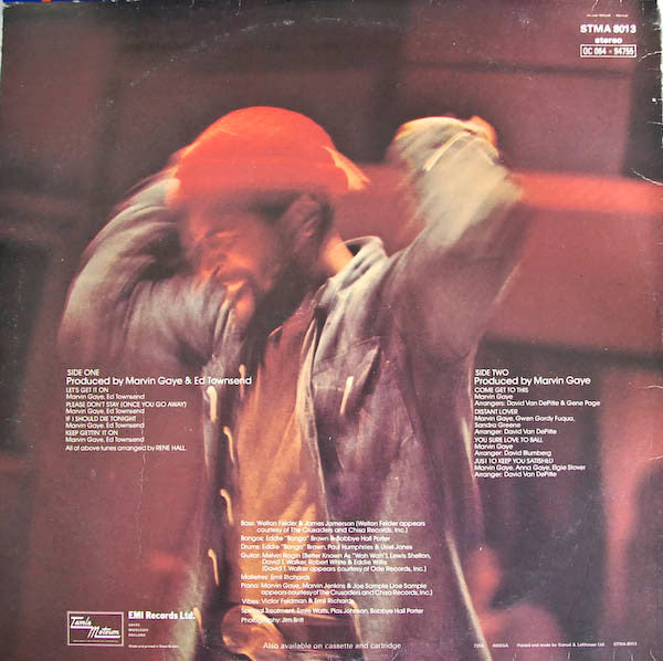 Image of Back Cover of LP - VG/G - MARVIN GAYE, Let's Get It On (Tamla Motown; STMA 8013, UK 1973, Gatefold, EMI Rim), Vinyl has many marks. Edgewear. ,  - 4326045E