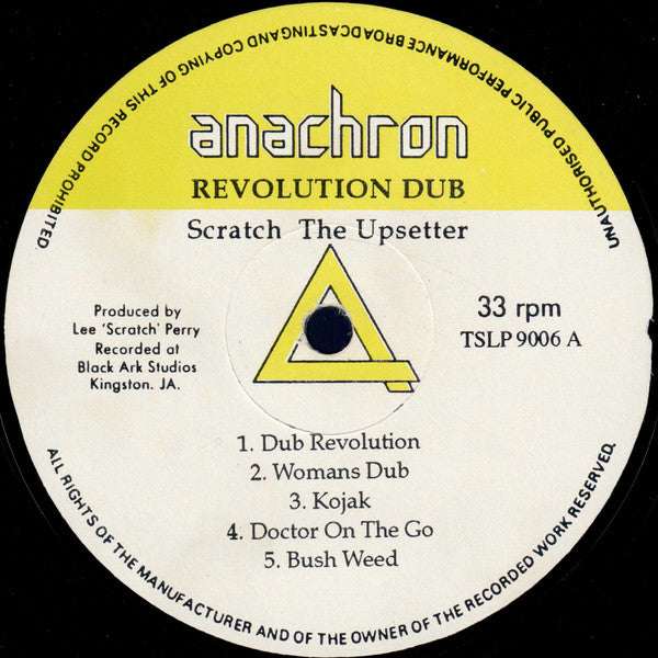 Image of Label Cover of LP - VG/VG+ - LEE SCRATCH PERRY, Revolution Dub (Anachron; TSLP9006, France 1990 Reissue), Shiny disc. Light storage wear on sleeve.,  - 4446132S