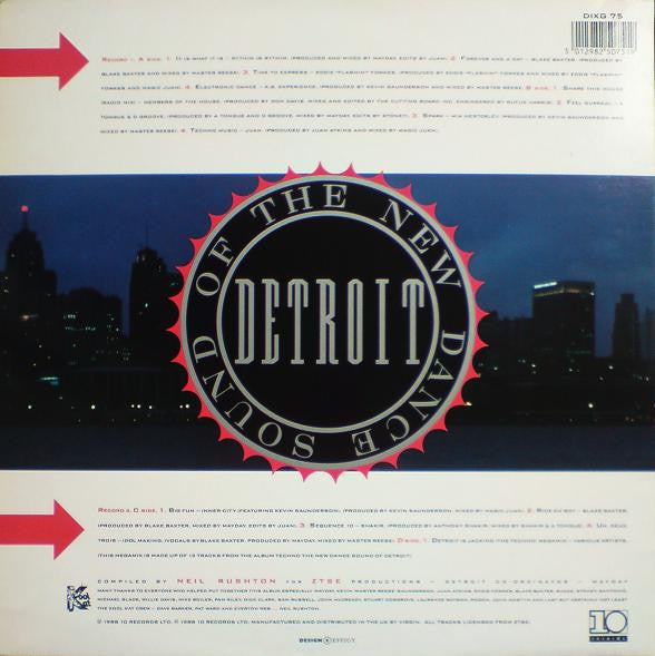 Image of Back Cover of 5024315E: 2xLP - VARIOUS, Techno! The New Dance Sound Of Detroit (10 Records; DIXG 75, UK 1988, Gatefold)   VG/VG