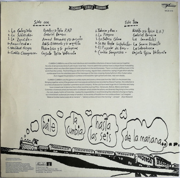 Image of Back Cover of 5124271E: LP - VARIOUS, Cumbia Cumbia (World Circuit; WCB 016, Germany 1989)   VG+/VG