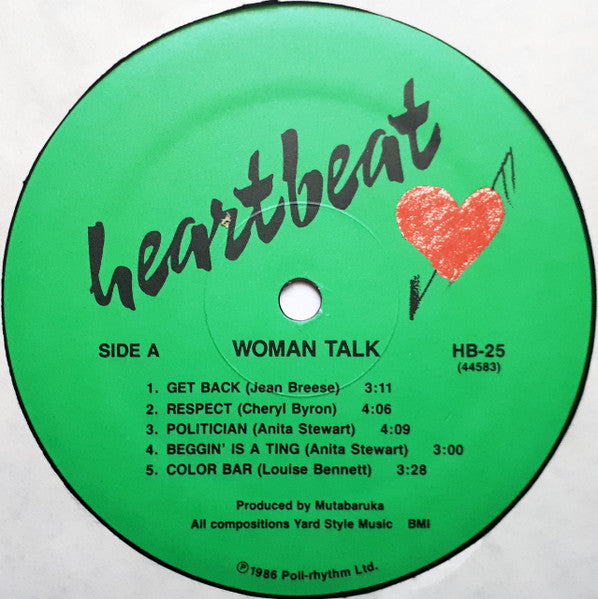 Image of Label Cover of 2514480C: LP - VARIOUS ARTISTS, Woman Talk Caribbean Dub Poetry (Heartbeat; HB25, US 1986)   VG+/VG+