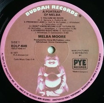 Image of Label Cover of LP - VG/VG - MELBA MOORE, A Portrait Of Melba (Buddah Records  ; BDLP 4049, UK 1977, Laminated Sleeve), ,  - 3816321C