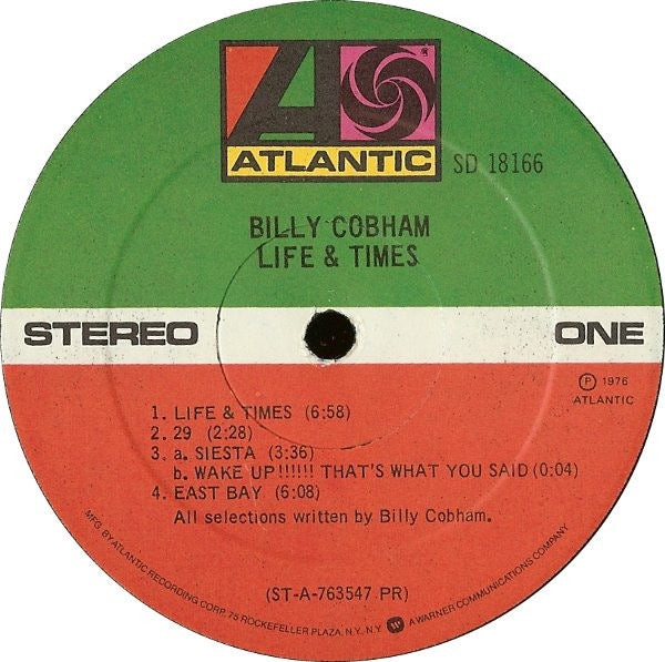 Image of Label Cover of LP - G+/VG+ - BILLY COBHAM, Life & Times (Atlantic; SD 18166, US 1976, Company Inner), Cut-out (Notched). Small tear to sleeve opening.,  - 3016020C