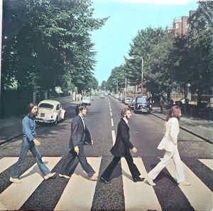 Image of Front Cover of 4644405S: LP - THE BEATLES, Abbey Road (Apple; PCS 7088, UK 1969, Laminated Sleeve, No Her Majesty Credit On Sleeve Or Label, Apple Logo Aligned, Yex 749-2 750-1) Cover is clean and intact with some delamination and sticker residue.   VG/G+