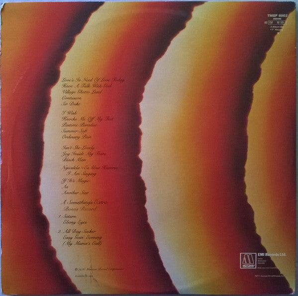 Image of Back Cover of 2xLP - VG/G+ - STEVIE WONDER, Songs In The Key Of Life (Tamla Motown; TMSP 6002, UK 1976, Gatefold, Booklet, No 7"), Light marks only,  - 3516246C
