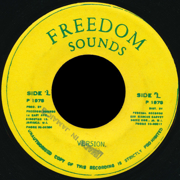 Image of Back Cover of 7" - /VG - EARL ZERO, Blackbird (Freedom Sounds; , Jamaica 1978), Label positioned off centre - needle hits the label just as the track is ending! Otherwise plays well. WOL.,  - 2216016C