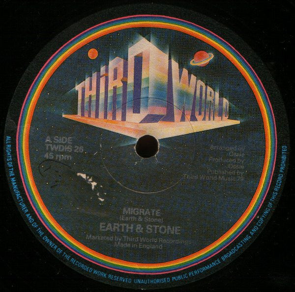 Image of Label Cover of 12" - VG/VG - EARTH & STONE, Migrate / Dance With Me (Third World; TWDIS 26, UK 1979, Company Sleeve), ,  - 2746097S