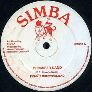 Image of Front Cover of 12" - VG/G+ - DENNIS BROWN & ASWAD, Promised Land (Simba; SM 003, UK 1979, Reggae Disco 45 Sleeve), Plays fine above grade. SWOL. SWOC.,  - 3026200E