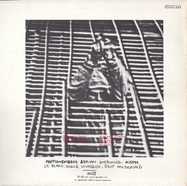 Image of Back Cover of LP - VG+/VG+ - MARK STEWART, As The Veneer Of Democracy Starts To Fade (Mute; STUMM 24, UK 1985, Textured Sleeve, ex The Pop Group, feat On-U-Sound members), Small visible pressing defect on side1,  - 4246003S