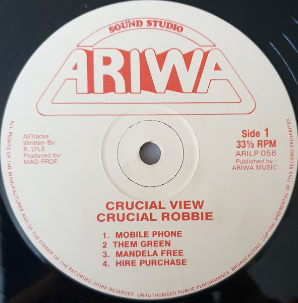 Image of Label Cover of LP - VG+/VG+ - CRUCIAL ROBBIE, Crucial View (Ariwa; ARILP056, UK 1990), ,  - 2946070S