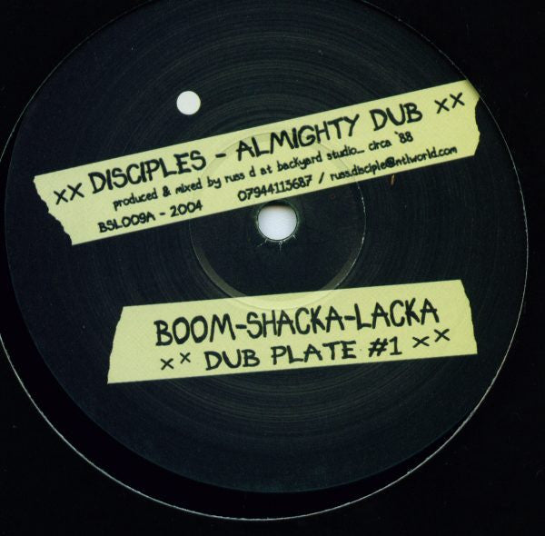 Image of Front Cover of 4644160S: 10" - THE DISCIPLES, Almighty Dub / Zion Rock Dub (Boom Shacka Lacka; BSL009, UK 2004)   /VG+