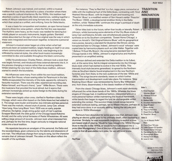 Image of Back Cover of LP - VG/G+ - ROBERT JOHNSON, Delta Blues Volume Two (Aldabra Records; ALB1002, UK 1989 Reissue, white label), Light scuffs on sleeve,  - 3716227C