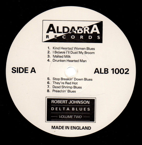 Image of Label Cover of LP - VG/G+ - ROBERT JOHNSON, Delta Blues Volume Two (Aldabra Records; ALB1002, UK 1989 Reissue, white label), Light scuffs on sleeve,  - 3716227C