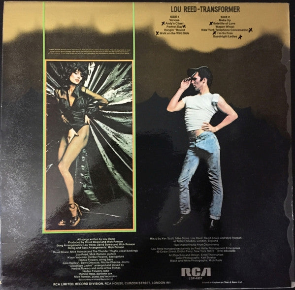 Image of Back Cover of LP - VG/VG - LOU REED, Transformer (RCA Victor Orange; LSP4807, UK 1972, Fully Laminated Sleeve, 1E/1E), Laminate bubbling along spine. A1AAA2/A1AAAB in run-outs,  - 2716499C