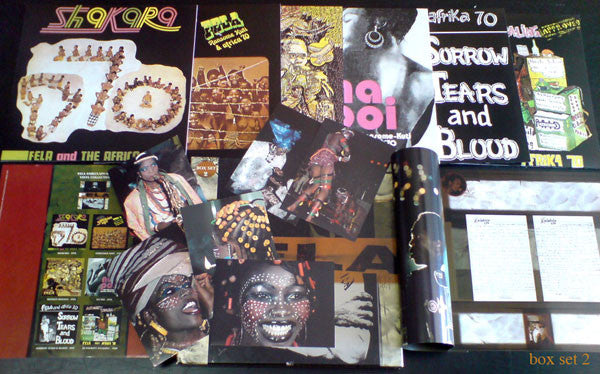 Image of Back Cover of 6xLP - VG/VG+ - FELA ANIKULAPO KUTI, Box Set 2 (Barclay; 547 136-1, France 1999, Box Set, Booklet & Insert, 6 Postcards, Limited Edition), 2-3 minimal hairlines across all 6 discs. All in opened shrinkwrap apart from Expensive Shit LP. Missing postcards, includes booklet. Box has light storage wear but looks good. No. 4829,  - 2426097E