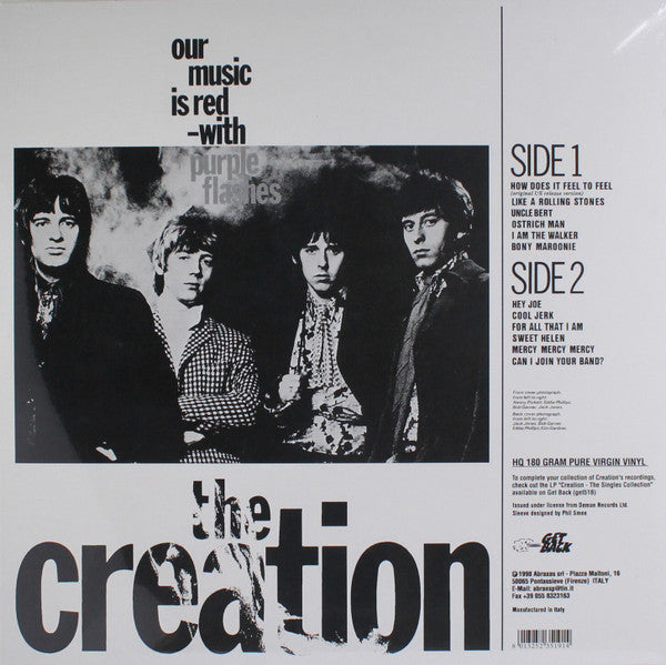 Image of Back Cover of 5124127E: LP - THE CREATION, How Does It Feel to Feel (Get Back; GET519, Italy 1998 Reissue, Inner, 180 Gram Vinyl)   VG+/VG