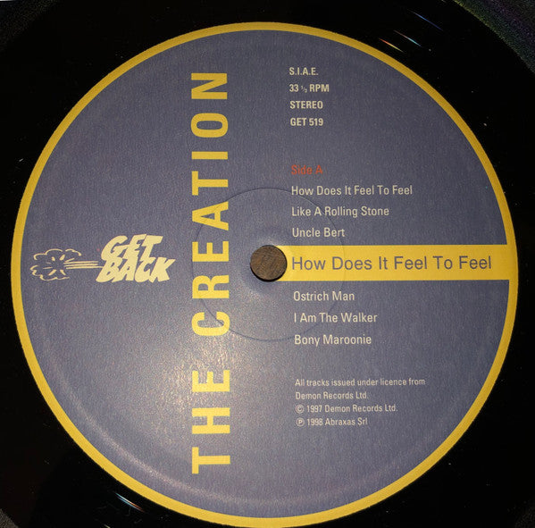 Image of Label Cover of 5124127E: LP - THE CREATION, How Does It Feel to Feel (Get Back; GET519, Italy 1998 Reissue, Inner, 180 Gram Vinyl)   VG+/VG