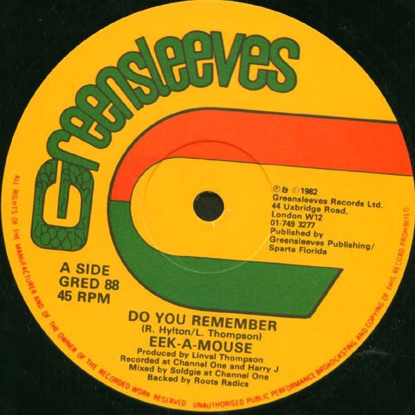 Image of Front Cover of 12" - VG/VG - EEK-A-MOUSE / TOYAN, Do You Remember / Strictly The Dread (Greensleeves Records; GRED 88, UK 1982, Company Sleeve), VG sleeve with slight sign of ringwear. VG vinyl with light hairline marks & WOL. Plays great.,  - 4026392E