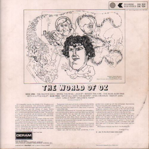 Image of Back Cover of LP - VG/VG+ - THE WORLD OF OZ, The World Of Oz (Deram Red/White; DML 1034, UK 1969, Laminated Front Sleeve, Mono), Some discolouration via ringwear noticeable ,  - 4026005E