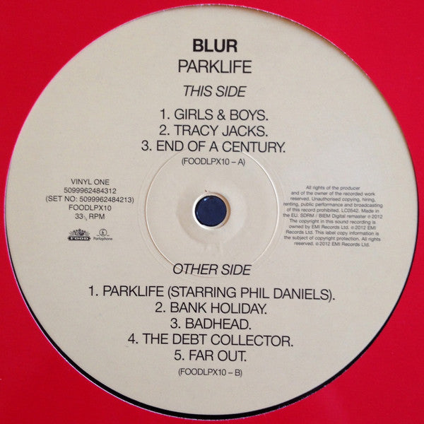 Image of Label Cover of 2xLP - NEW/NEW - BLUR, Parklife (Food; FOODLPX10, UK 2018 Reissue, Gatefold, Inners, 180 Gram Vinyl), ,  - 2516367C