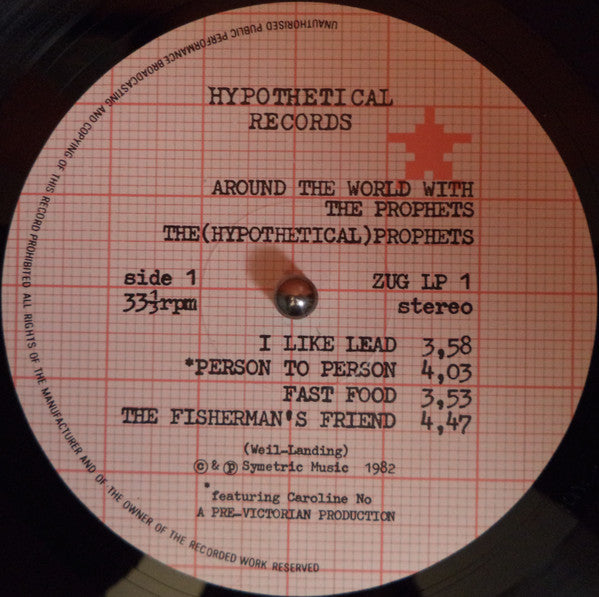 Image of Label Cover of LP - G+/VG - THE (HYPOTHETICAL) PROPHETS, Around The World With (Hypothetical; ZUG LP 1, UK 1982), Strong VG, Tear To Sleeve Opening, Edge And Ring Wear,  - 4925453E