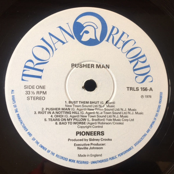 Image of Label Cover of LP - VG/VG - THE PIONEERS, Pusher Man (Trojan Records; TRLS156, UK 1978), Conservative grading, a few light marks only.,  - 2426176E