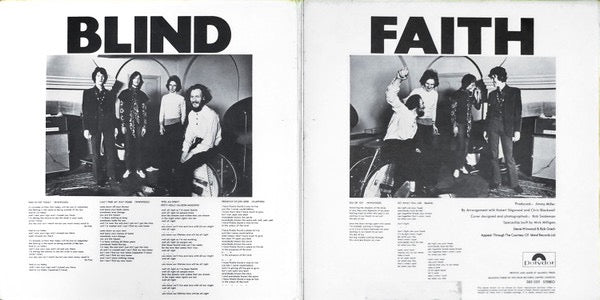 Image of Back Cover of LP - VG/G - BLIND FAITH, Blind Faith (Polydor Red; 583059, UK 1969, Gatefold, No "Distributed by Polydor & Island" Credit Inside Gatefold, A1/B1 Matrices), Fogging on A1/2 plays ok,  - 3626313E