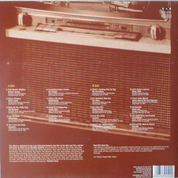 Image of Back Cover of 4424016E: LP - VARIOUS, Northern Soul Dance Party (V.O.R. ; V.O.R. LP 102, Germany 1998, Glossy Sleeve) Slight edge/cornerwear. Strong VG+ record.  VG+/VG+