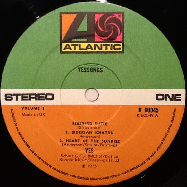 Image of Label Cover of 3xLP - VG/VG+ - YES, Yessongs (Atlantic; K 60045, UK 1972, Triple Gatefold, Booklet & Inners), ,  - 2926219E