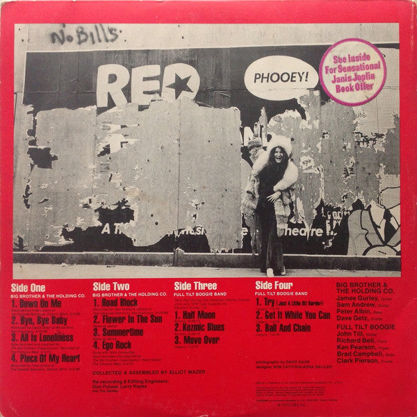 Image of Back Cover of 2xLP - VG+/VG+ - JANIS JOPLIN, Joplin In Concert (CBS Smooth Orange ; S 67241, UK 1972, Textured Gatefold Sleeve), Clean copy with order form, company inners and original stickered sleeve on both sides. ,  - 1916079C